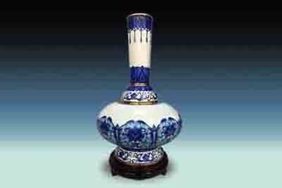 蝶花瓶【景泰藍】